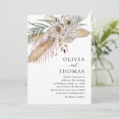 Invitation Boho Pampass & Floral Watercolor Mariage (Debout devant)