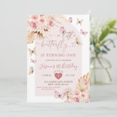Invitation Boho Papillon rose Arc Floral Anniversaire (Debout devant)