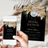 Invitation Boho Papmas Grass Disco Ball Black Fête des mariée