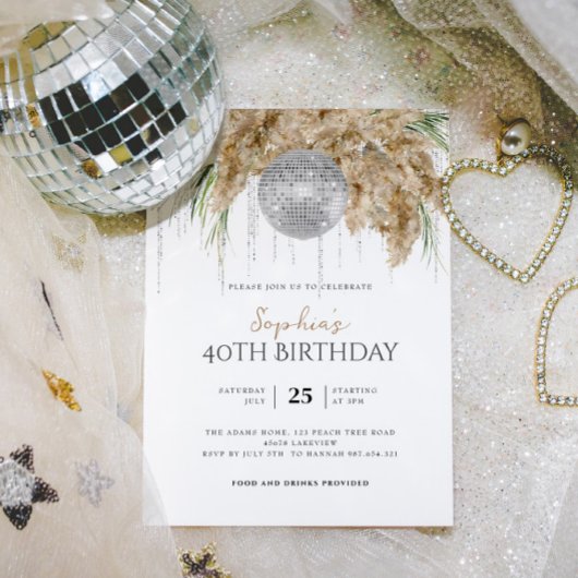 Invitation Boho Papmas Grass Disco Ball N'Importe Quel Âge An