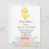 Invitation Boho Pâques Poulet Aquarelle Baby shower de fleurs (Devant)