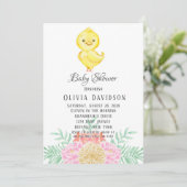 Invitation Boho Pâques Poulet Aquarelle Baby shower de fleurs (Debout devant)
