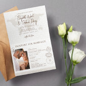 Invitation Boho Passport Destination Cruise Mariage