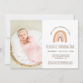 Invitation Boho Pastel Arc-en-ciel 1er anniversaire Invitatio (Devant)