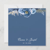 Invitation Boho pastel bleu & brush choral Mariage (Dos)