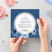 Invitation Boho pastel bleu & brush choral Mariage