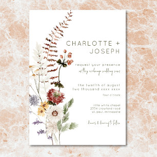 Invitation Boho Pastel Fleur sauvage Moderne Floral Mariage