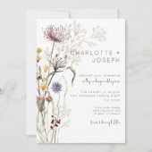 Invitation Boho Pastel Fleur sauvage Moderne Floral Mariage (Devant)