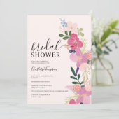 Invitation Boho pastel fleur sauvage rose or nuptiale douche (Debout devant)
