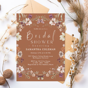 Invitation Boho Pastel Fleur sauvage Terracotta Fête des mari