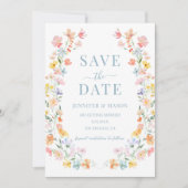 Invitation Boho Pastel Fleurs de prairie Enregistrer La Date  (Devant)
