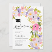 Invitation Boho pastel fleurs sauvages printemps graduation (Devant)