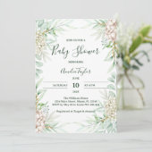Invitation Boho Pastel Floral Genre Baby shower neutre (Debout devant)