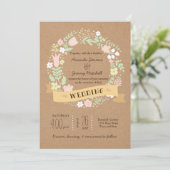 Invitation Boho Pastel Floral Wreath Russe Mariage (Debout devant)