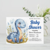Invitation Boho Pastel Imprimable Baby shower Dinosaur Boy (Debout devant)