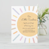 Invitation Boho Pastel Our Little Sunshine Birthday Party (Debout devant)