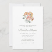 Invitation Boho Pastel Peach Aquarelle Baby shower Floral (Devant)
