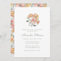 Boho Pastel Peach Aquarelle Baby shower Floral