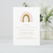 Invitation Boho Pastel Pink Gold Rainbow fête d'anniversaire (Debout devant)