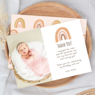 Invitation Boho Pastel Rainbow 1er anniversaire Merci photo