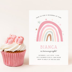 Invitation Boho Pastel Rainbow Girl's Birthday Party
