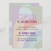 Invitation Boho Pastel Rainbow Graduation (Devant / Derrière)