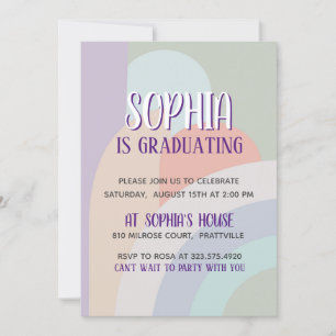 Invitation Boho Pastel Rainbow Graduation