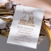 Invitation Boho Pastel Teddy Bear | Baby shower neutre souple