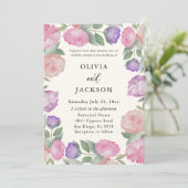 Invitation Boho Pastel Watercolor Florals Wedding (Debout devant)