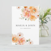 Invitation Boho Peach & Blush Floral Wedding Save the Date (Debout devant)