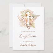 Invitation Boho Peach Bouquet Baptême (Devant)