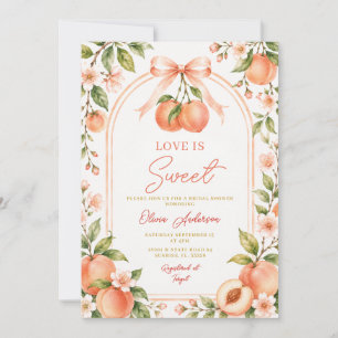 Invitation Boho Peach Bow Love is Sweet Mariage Floral