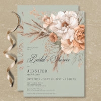 Boho Peach & Cream Floral Green Fête des mariées