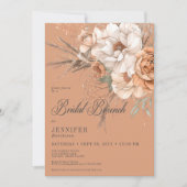 Invitation Boho Peach & Cream Floral Rust Bridal Brunch (Devant)
