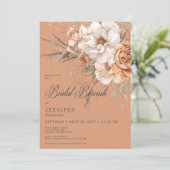 Invitation Boho Peach & Cream Floral Rust Bridal Brunch (Debout devant)