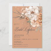 Invitation Boho Peach & Cream Floral Rust Bridal Luncheon (Devant)