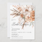 Invitation Boho Peach & Cream Floral White Bridal Luncheon (Devant)