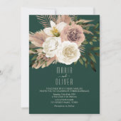 Invitation Boho Peach et Emerald Green Mariage (Devant)