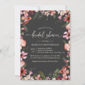 Invitation Boho Peach Florals Fête des mariées au charbon de  (Devant)