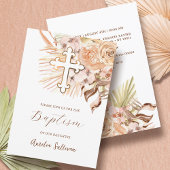 Invitation Boho Peach Flowers Baptême