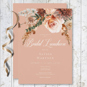 Invitation Boho Peach & Rust Floral Peach Blush Bridal Lunch