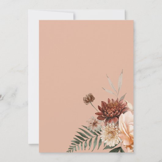 Invitation Boho Peach & Rust Floral Peach Blush Mariage (Dos)