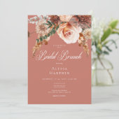 Invitation Boho Peach & Rust Floral Rust Petit-déjeuner de ma (Debout devant)