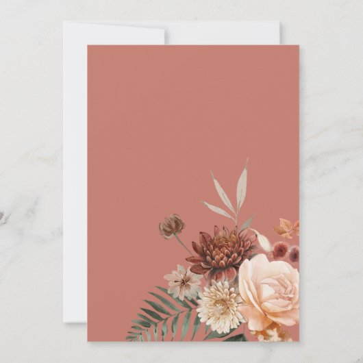 Invitation Boho Peach & Rust Floral Rust Petit-déjeuner de ma (Dos)