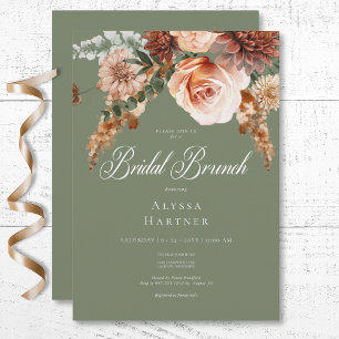 Invitation Boho Peach & Rust Floral Sage Green Bridal Brunch