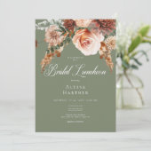 Invitation Boho Peach & Rust Floral Sage Green Bridal Lunch (Debout devant)