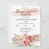 Invitation Boho Peach Watercolor Floral Graduation Party (Devant)