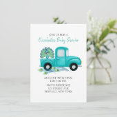 Invitation Boho Peacock Feathers Baby shower Vintage Camion (Debout devant)