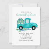 Invitation Boho Peacock Feathers Baby shower Vintage Camion (Devant)