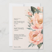 Invitation Boho pêche la terre fleurie tout en un seul mariag (Devant)